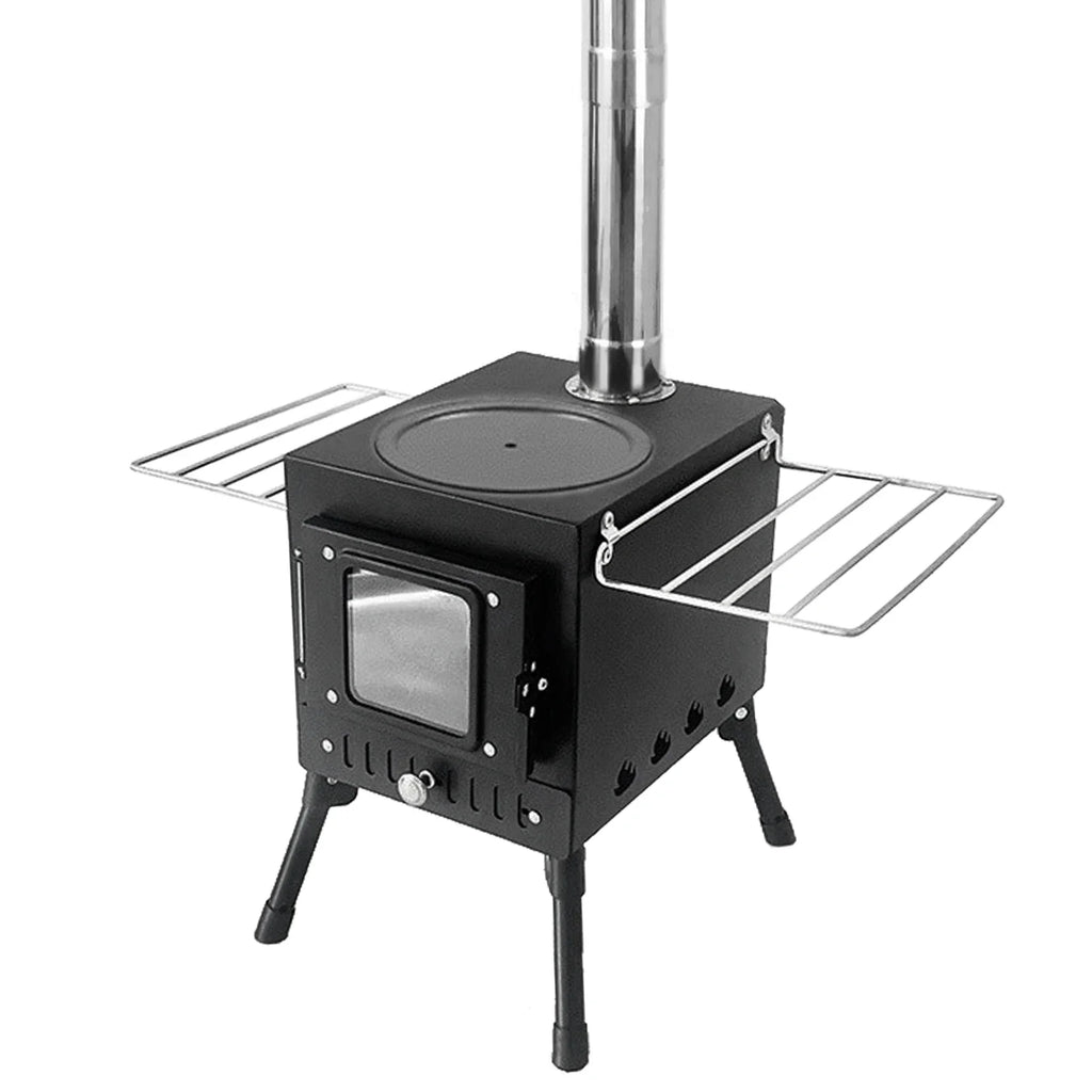 Foldable Stainless Steel Wood Burning Camping Stove with Viewing Window