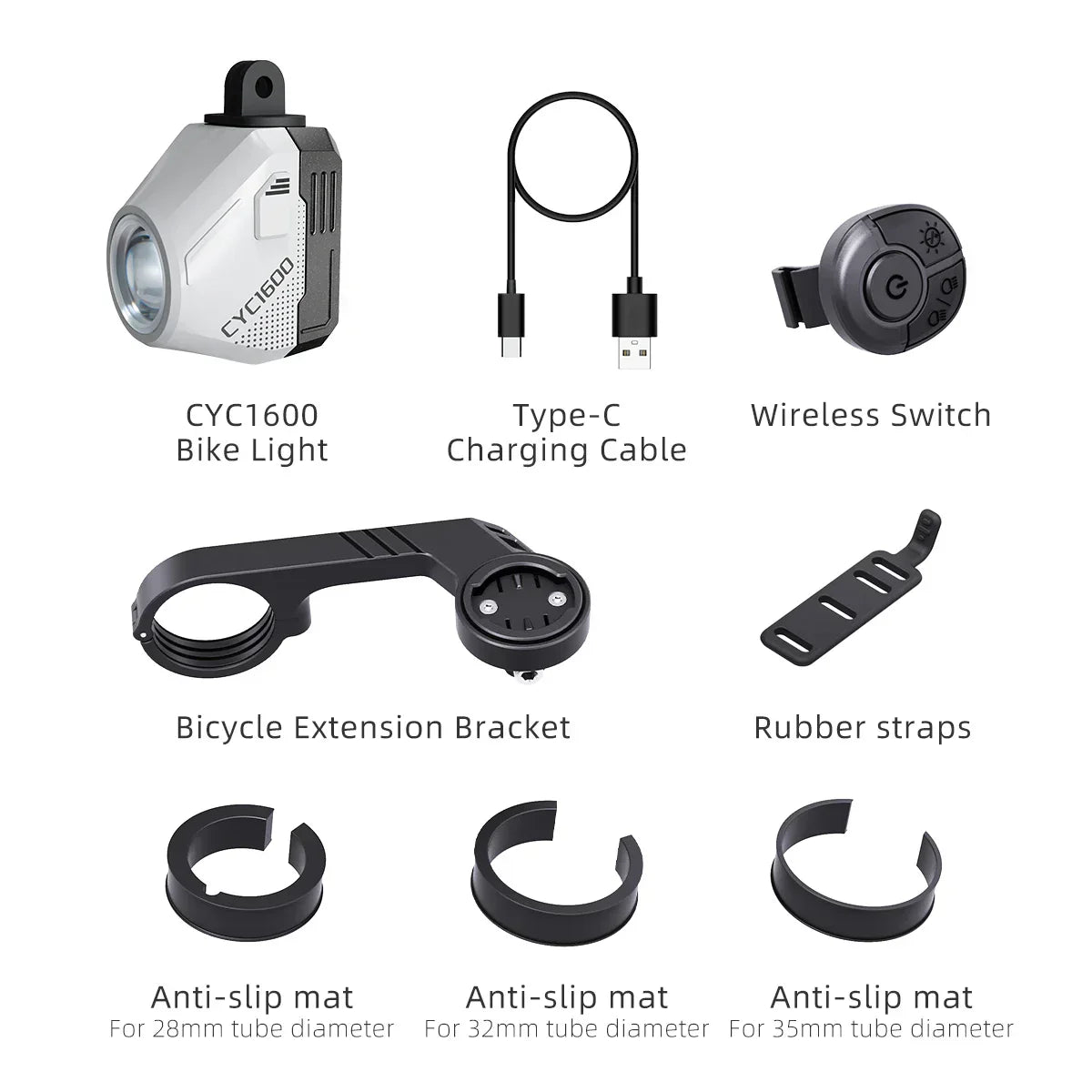 Ultra-Bright 1600 Lumen Bike Headlight Remote White