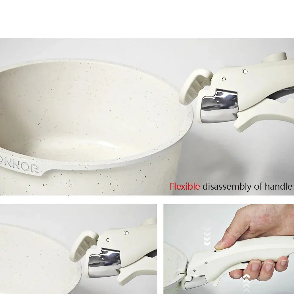 Non-Stick Die-Cast Aluminum Cookware Set Induction-Compatible White