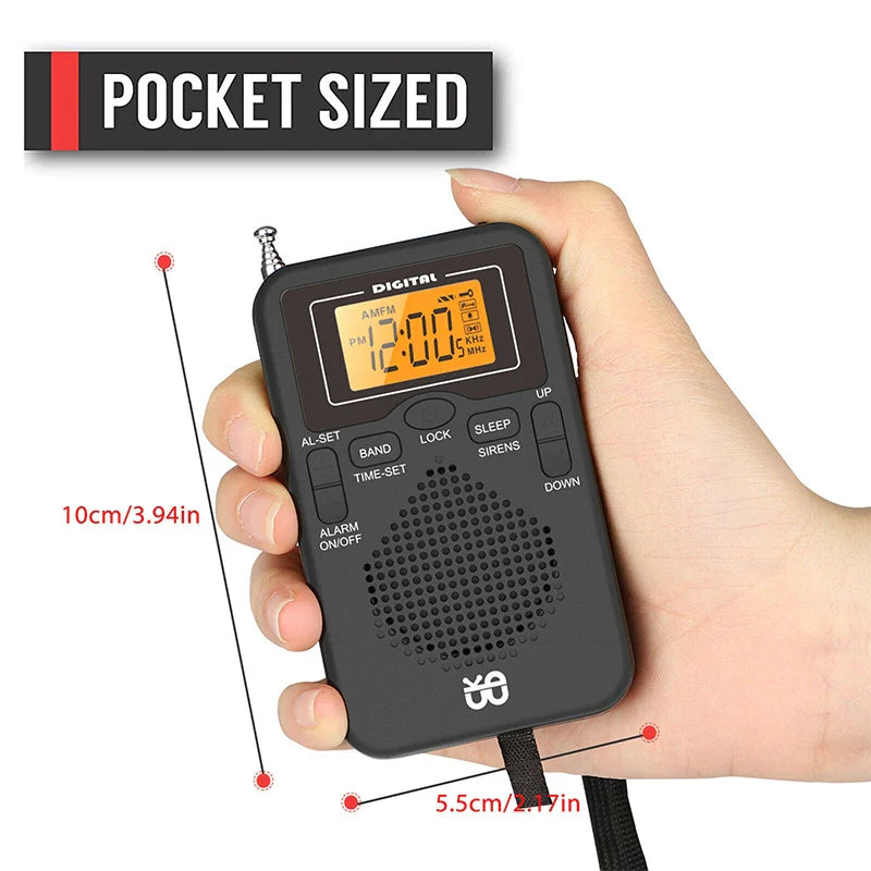 Mini Weather Pocket Radio Player Black