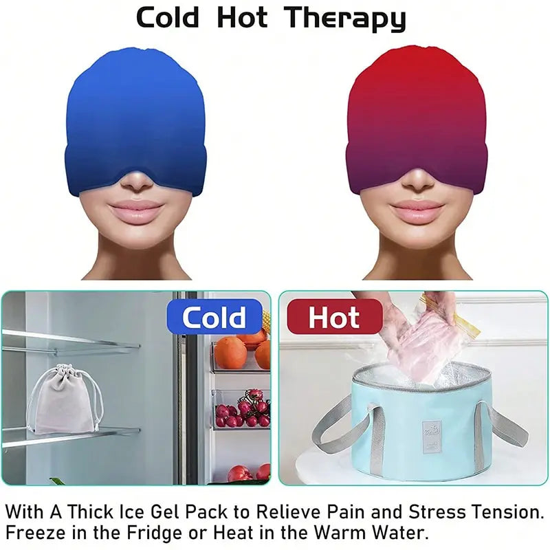 Ice Headache Relief Cap – Gel Cold Compress Migraine Therapy Hat