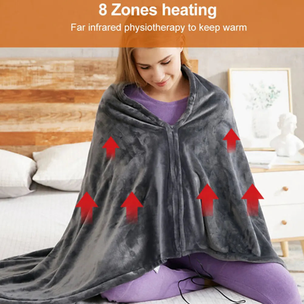 USB Heated Shawl Blanket – Electric Wearable Warming Blanket for Camping & Home
