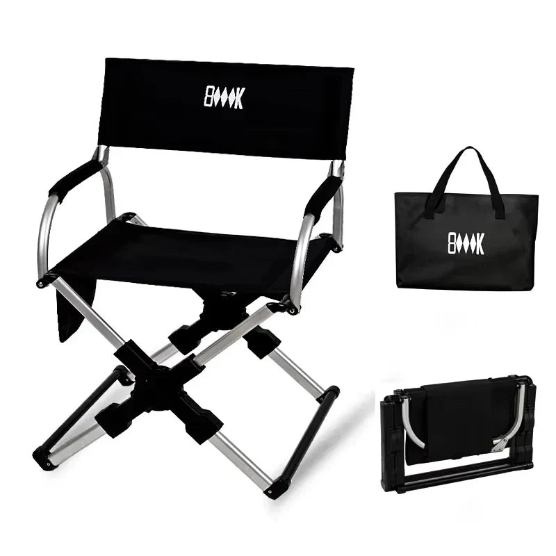 Foldable Aluminum Portable Camping Seat 100kg Capacity Black