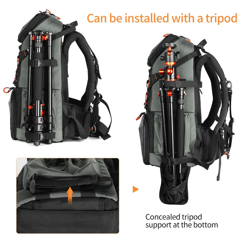 2-in-1 Camera Backpack And Sling Waist Bag Grey