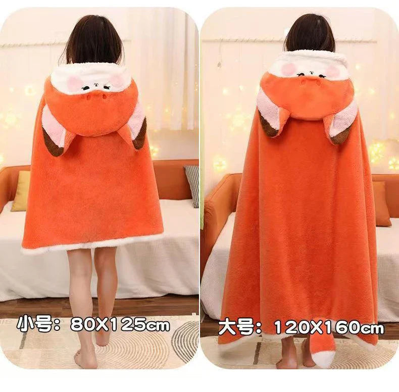 Cartoon Fox Wearable Blanket Cloak