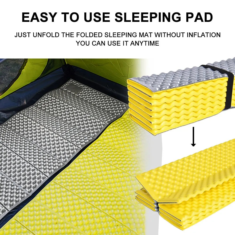 Waterproof Foldable Camping Mat with Aluminum Film Portable Foam Yellow