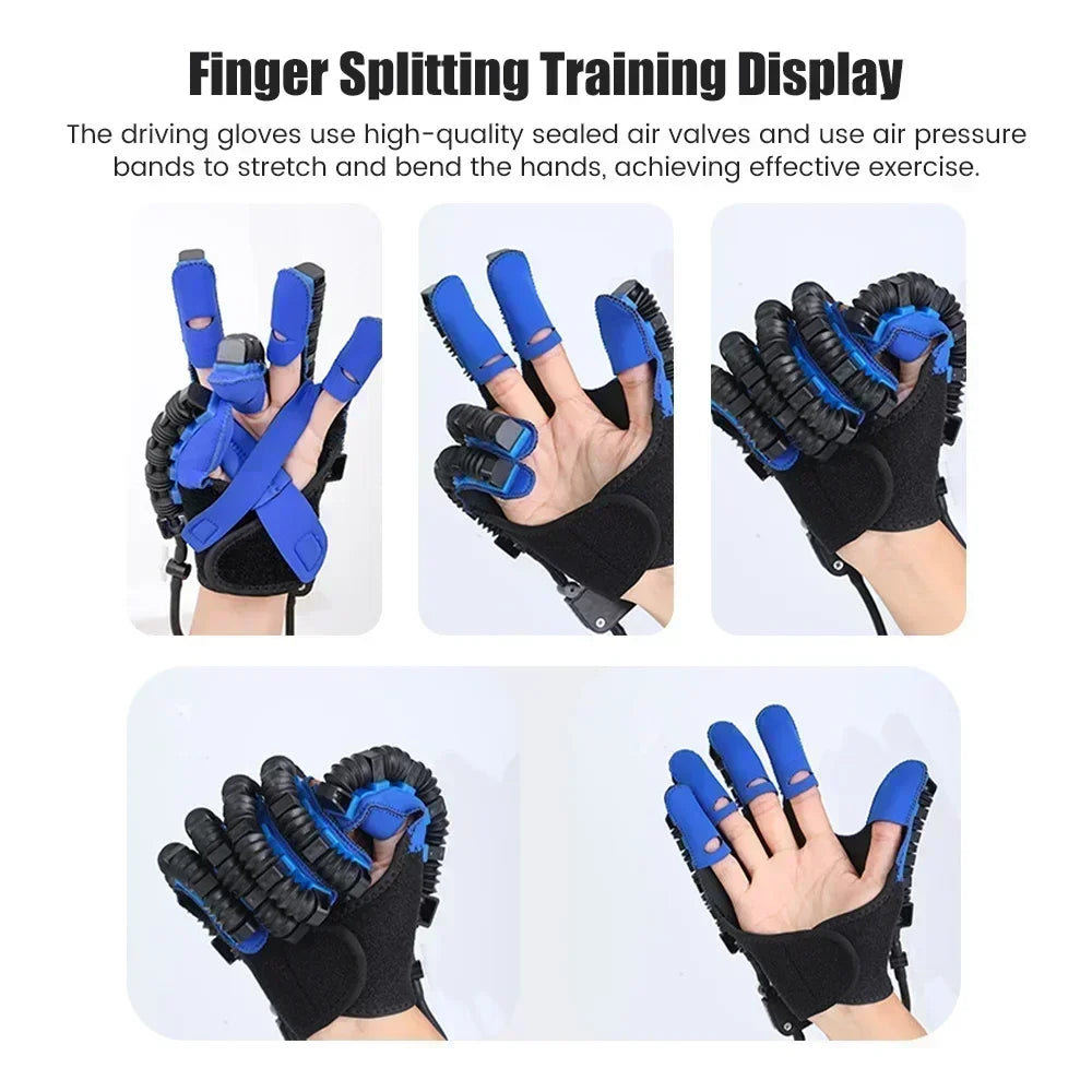 Robotic Rehabilitation Glove Automatic Pneumatic Hand Trainer Blue