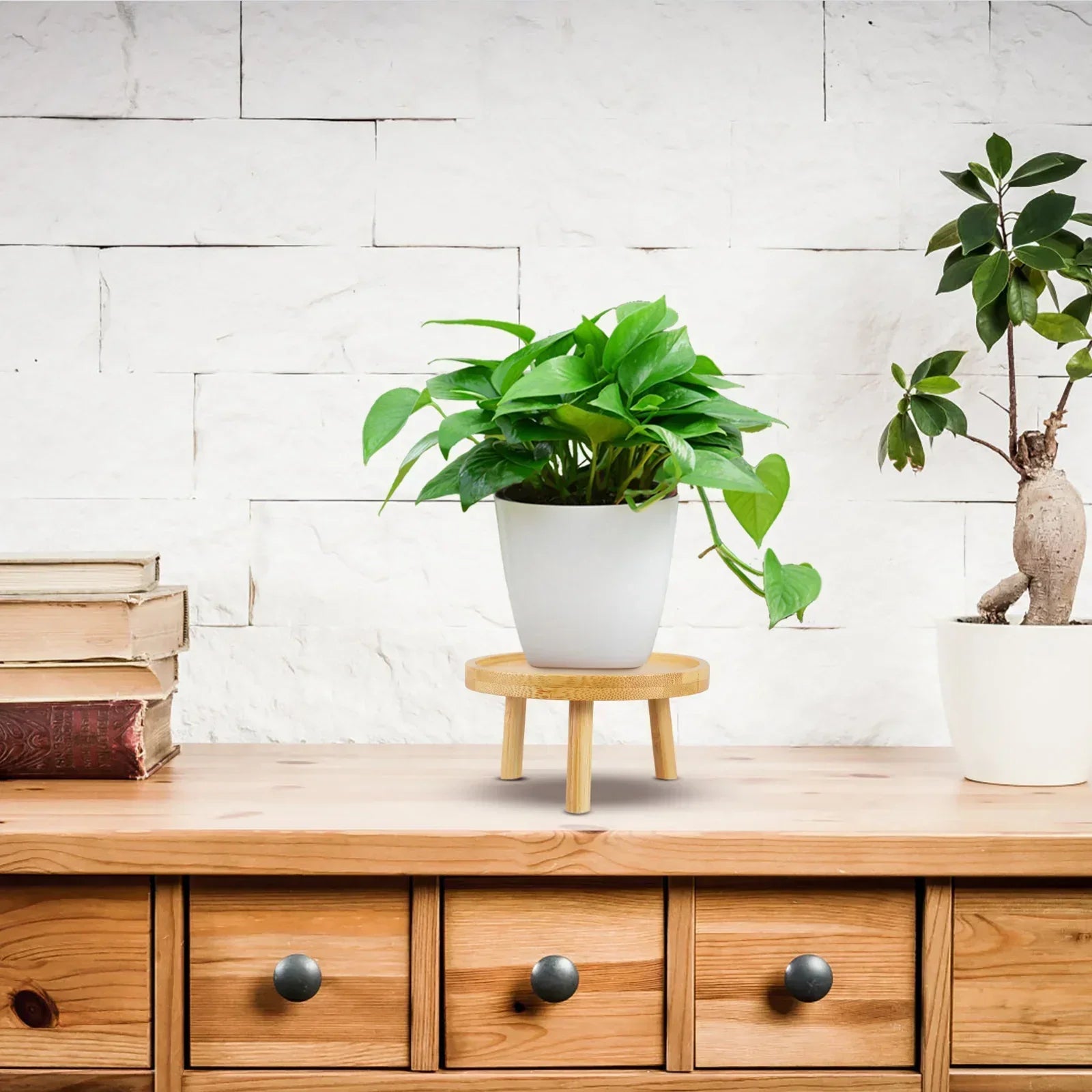 Outdoor Stand Pot Flower Wood Wooden Stool