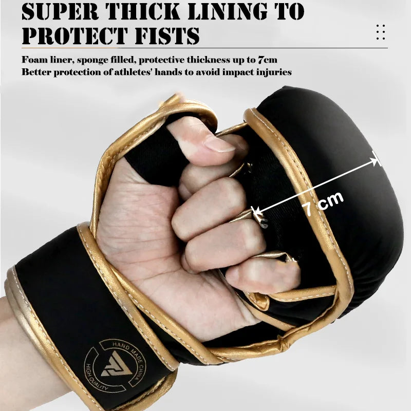 Half Finger Boxing Gloves – PU Leather MMA Training Gloves for Martial Arts