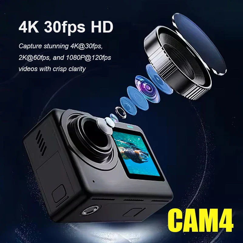 4K Sports Action Camera Active HDR Video Black