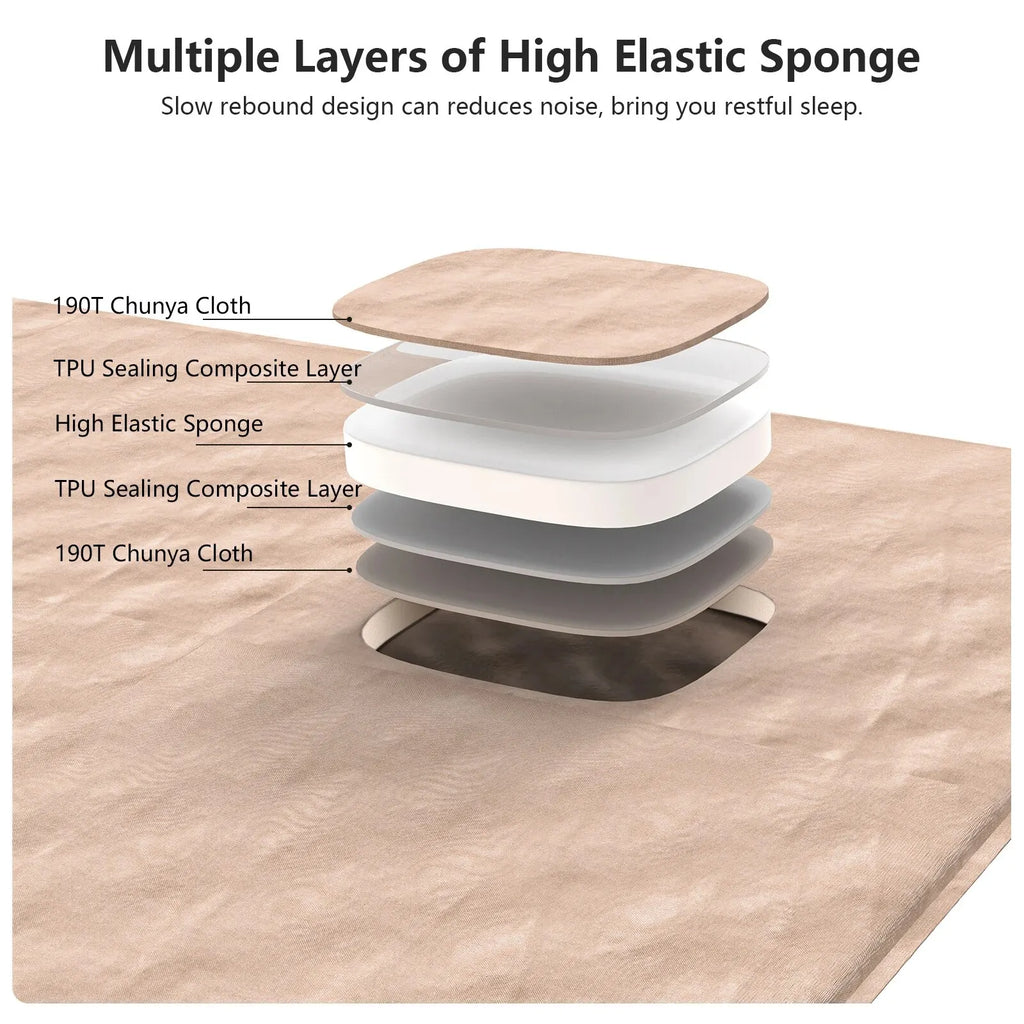Self-Inflating Camping Air Mattress Thickened Folding Tent Mat Brown