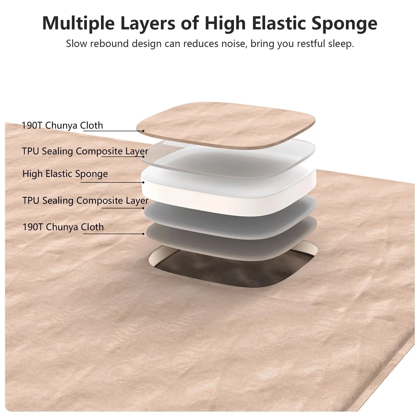Self-Inflating Camping Air Mattress Thickened Folding Tent Mat Brown