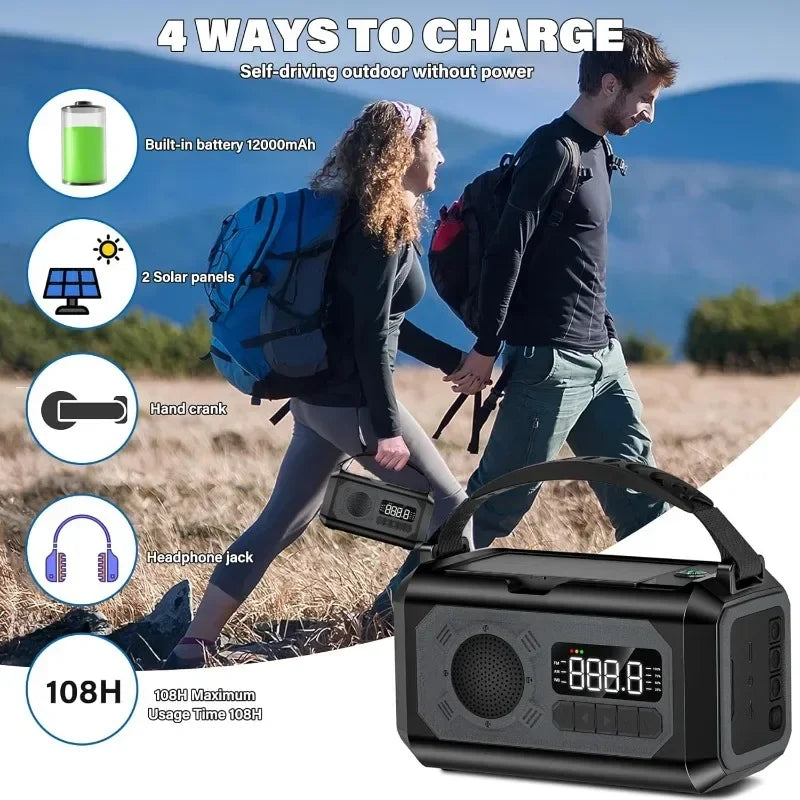 Emergency Hand Crank Solar Radio Gray