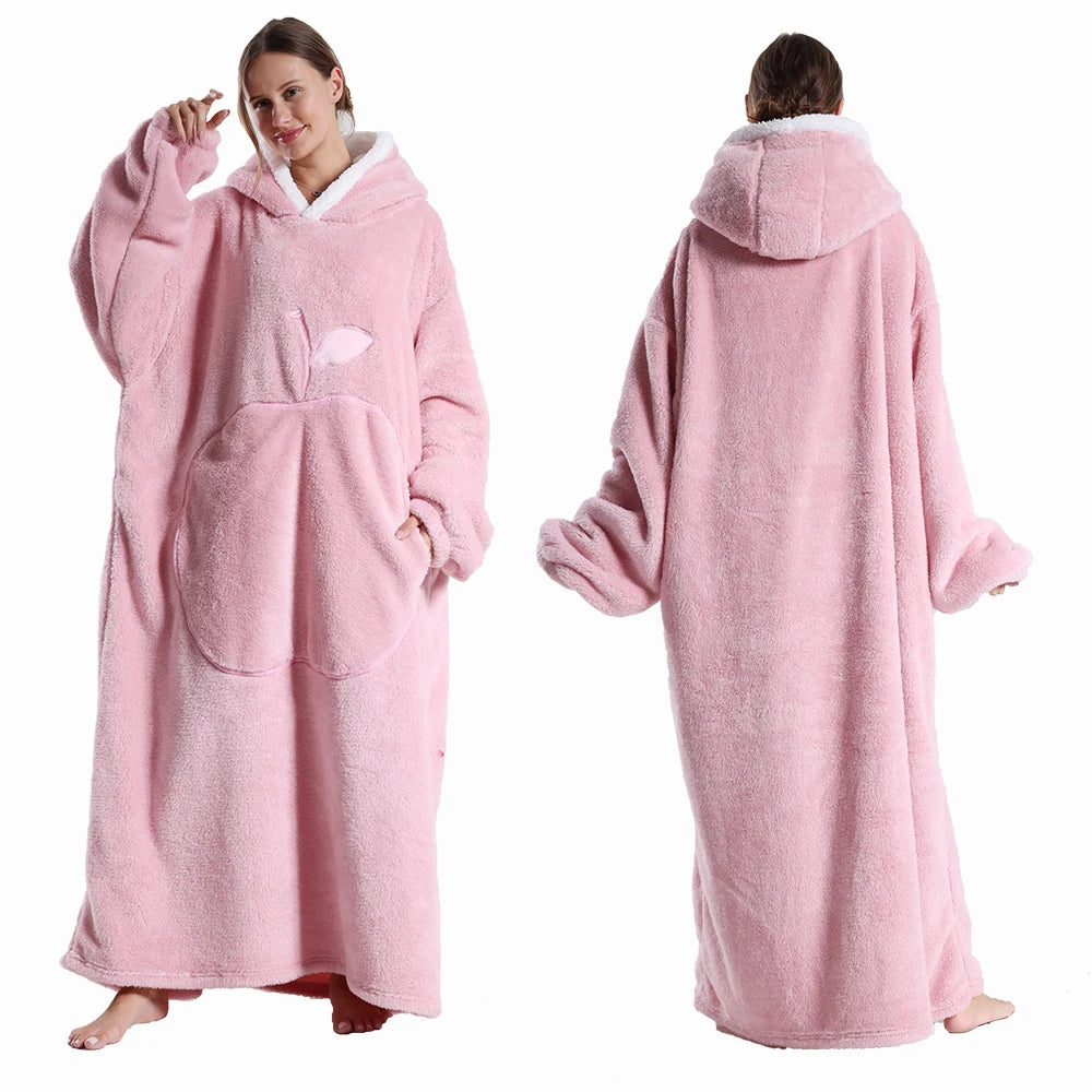Oversized Hooded Fleece Blanket for Adults
