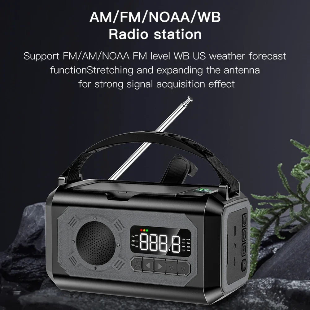 Solar Hand Crank Emergency Radio Grey