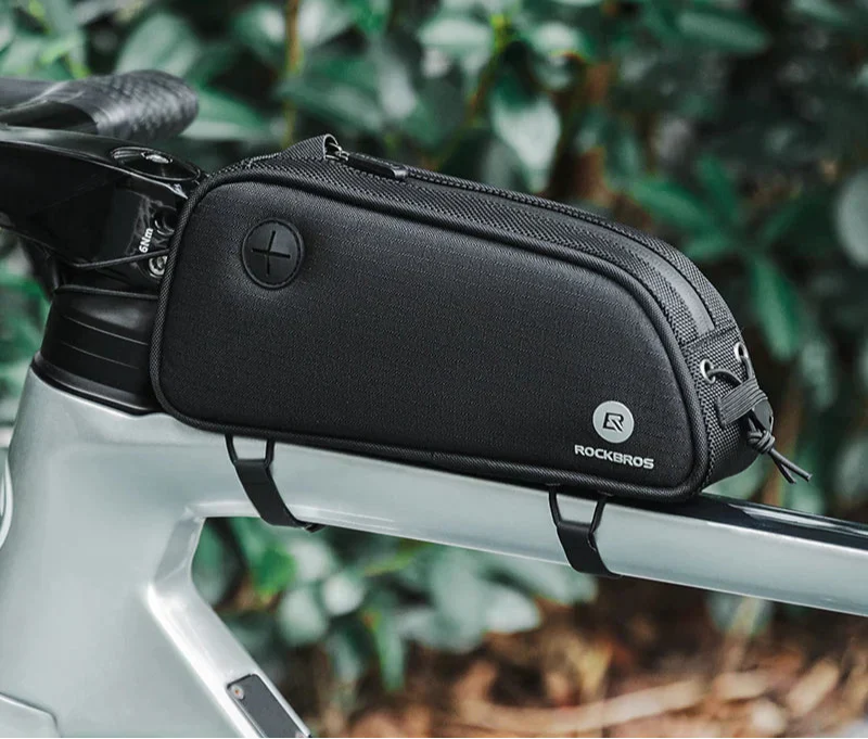 1.3L Waterproof Bicycle Frame Tube Bag with Headphone Jack Black