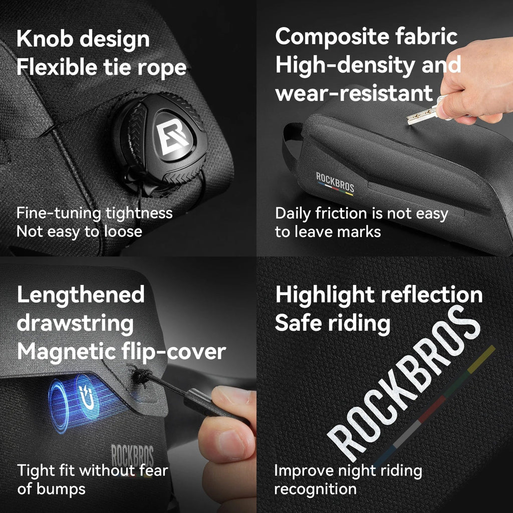 0.9L Magnetic Suction Bicycle Waterproof Nylon Pipe Tube Bag Black