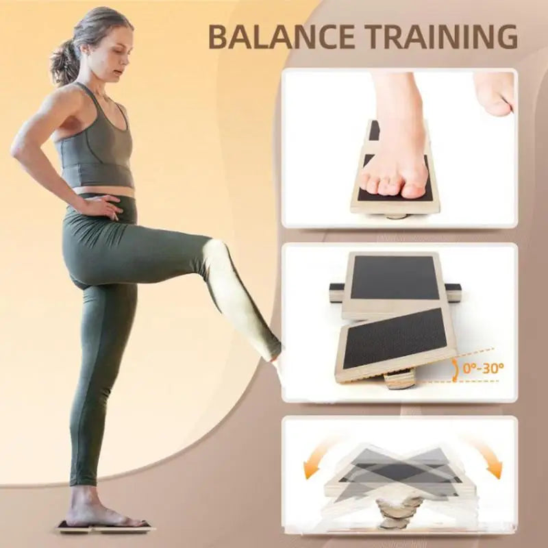 Wooden Single Leg Balance Board Ankle Strengthener Brown