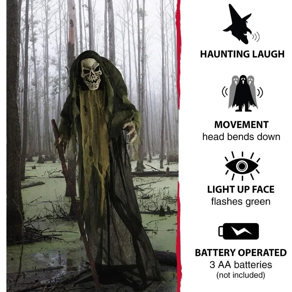 Skeleton Reaper Animatronic Halloween Decor with Lights & Sound