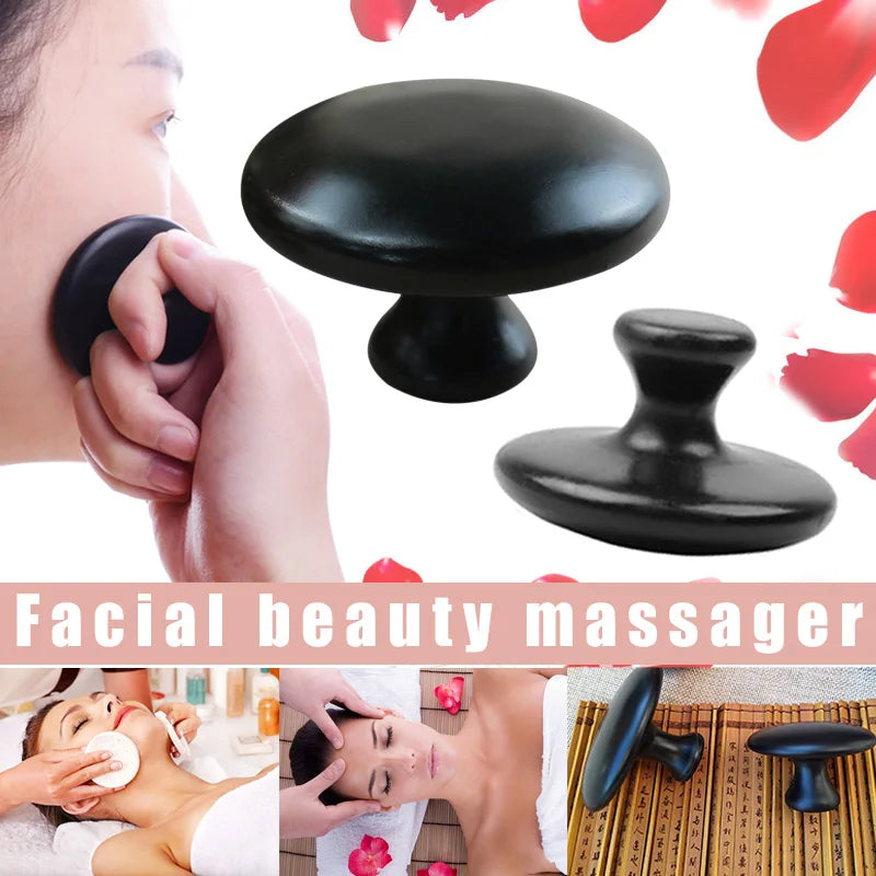 Smooth Lava Basalt Massage Stone Hot & Cold Therapy 4Pcs Black