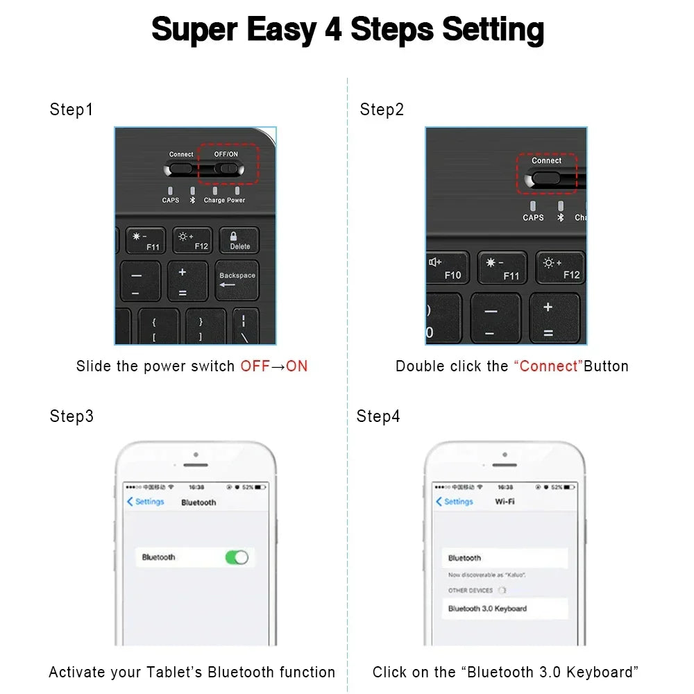 Bluetooth Wireless Keyboard & Mouse Combo For Ipad Mac Pc