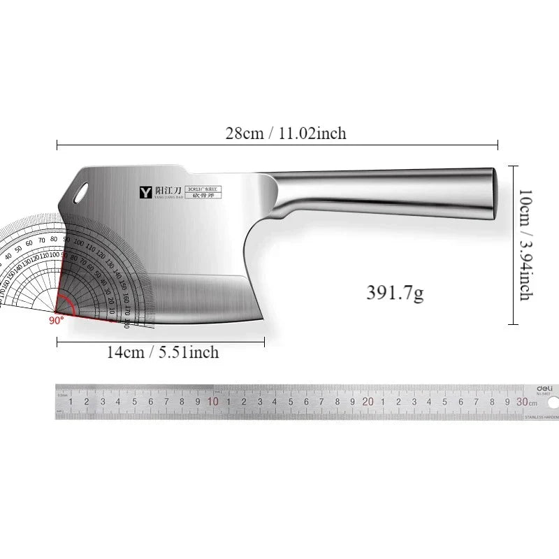 Heavy-Duty Forged Bone Cutting Knife – Thickened & Weighted Cleaver