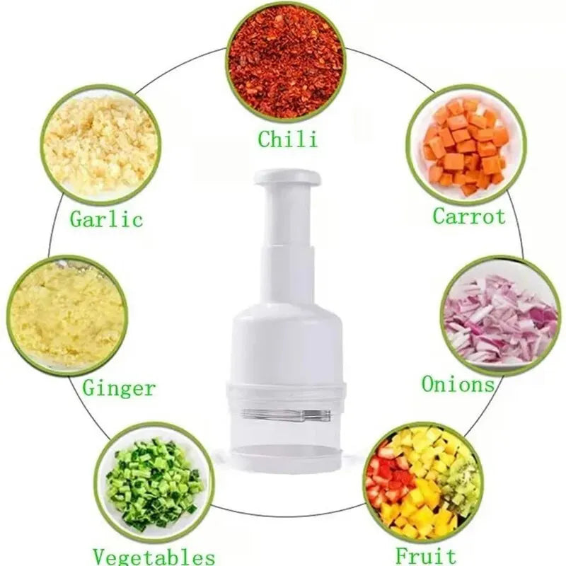 Stainless Steel Onion Chopper – Hand-Press Food Cutter & Slicer