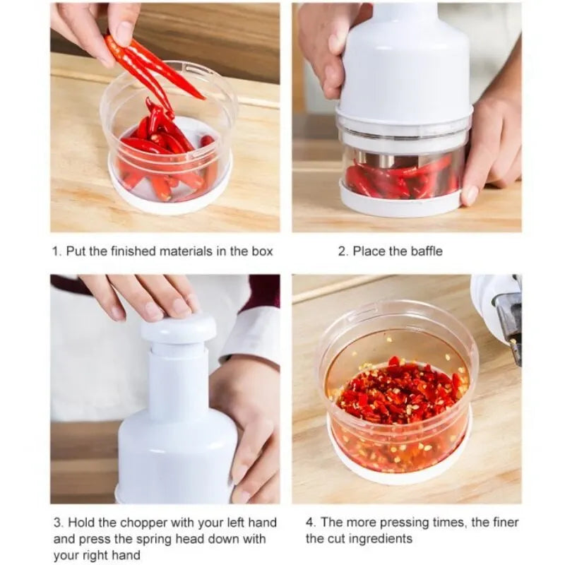 Stainless Steel Onion Chopper – Hand-Press Food Cutter & Slicer