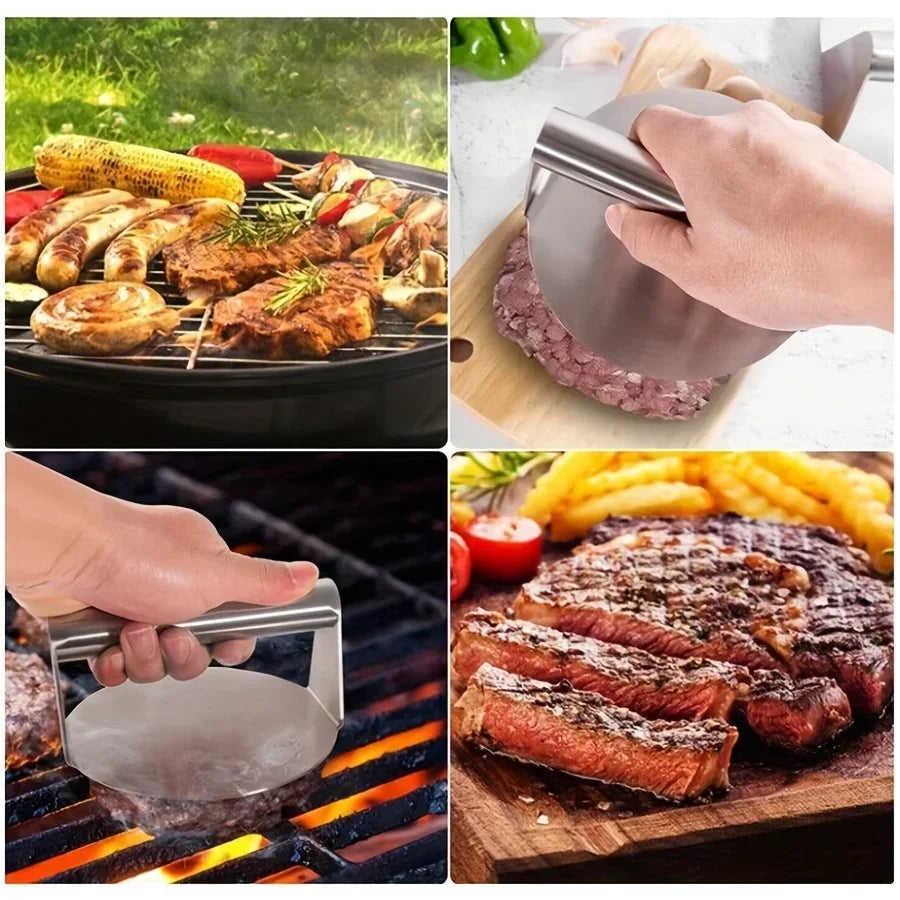 Stainless Steel Smash Burger Press – Heavy-Duty Hamburger Patty Maker