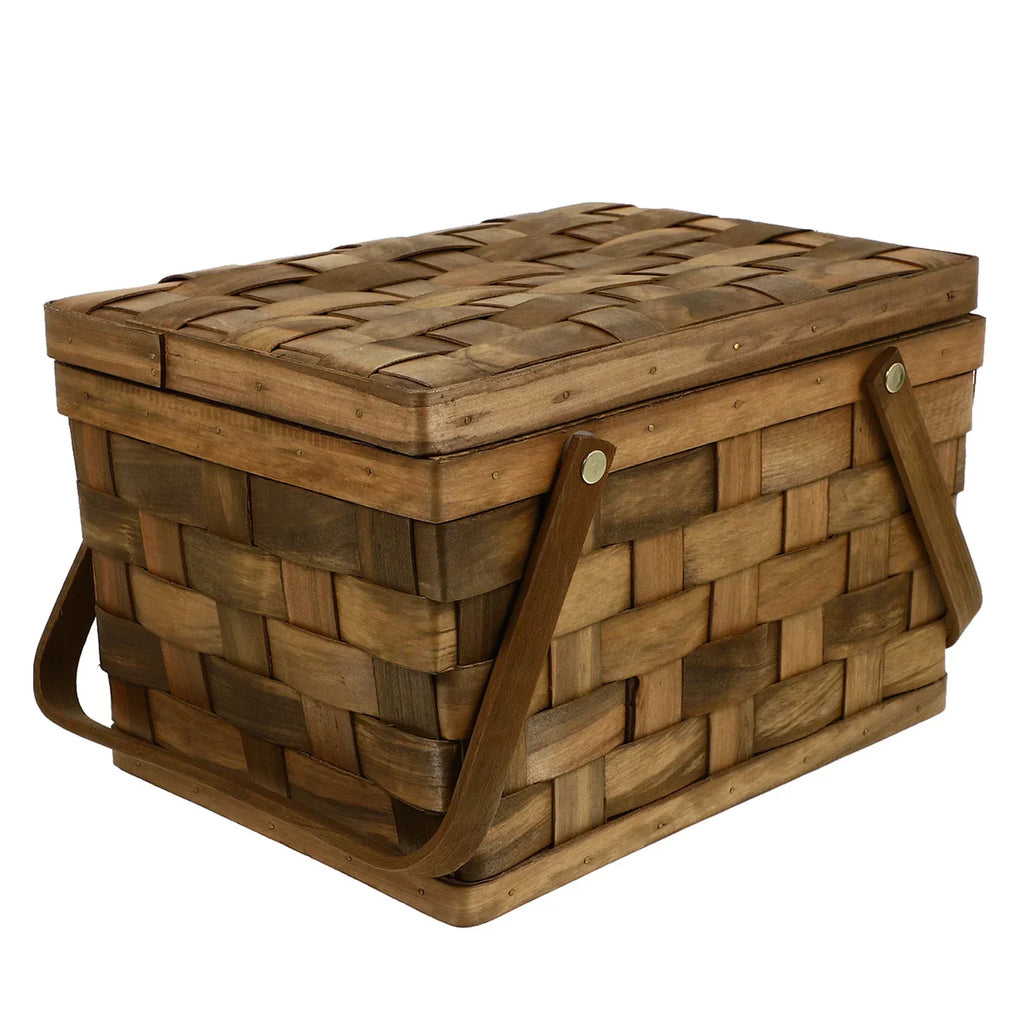 Wooden Woven Large Capacity Picnic Storage Basket