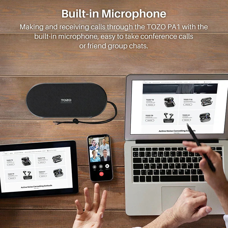 Portable Bluetooth Speaker With Built-In Microphone (Black)