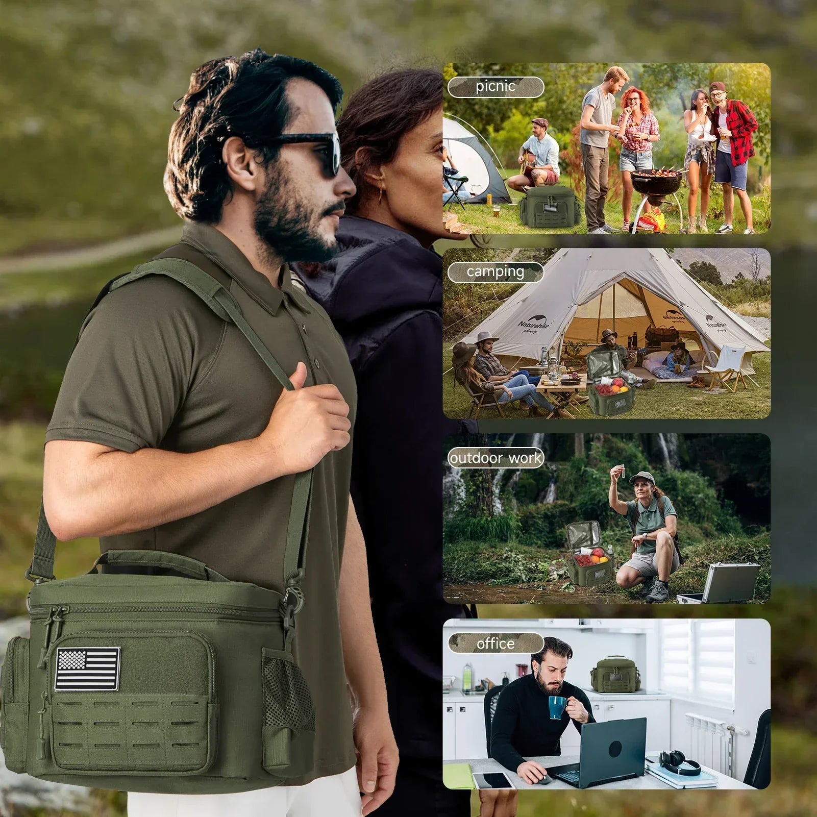 Tactical Lunch Box Heavy Duty Cooler Bag (Green)