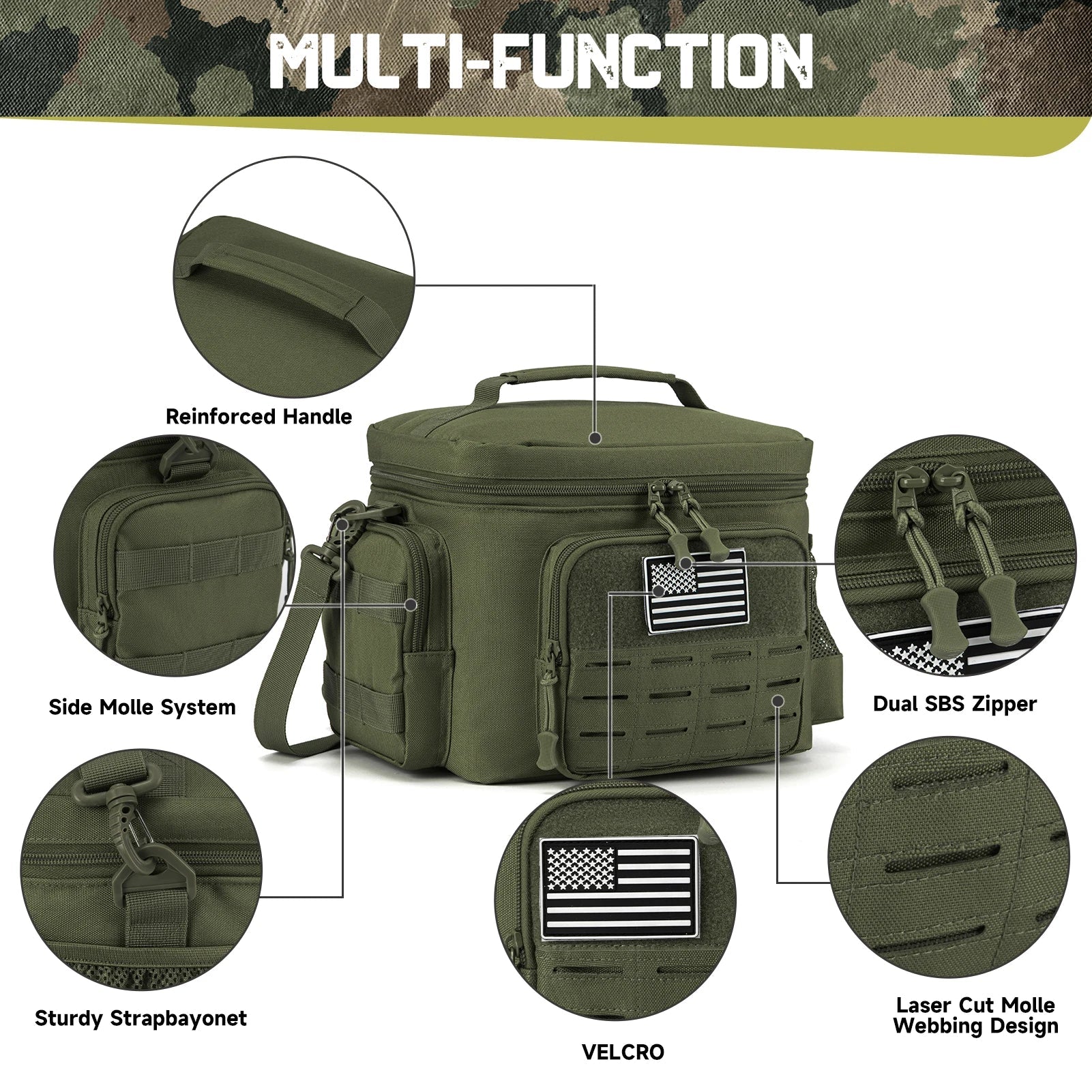 Tactical Lunch Box Heavy Duty Cooler Bag (Green)
