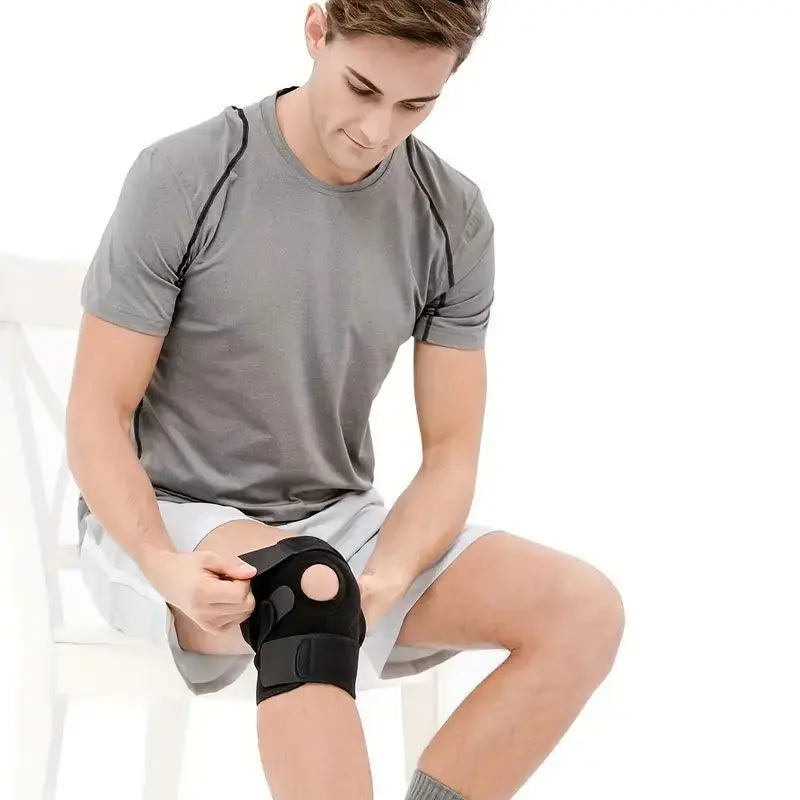 2Pcs Adjustable Patella Knee Support Brace Dual Strap Protector Black