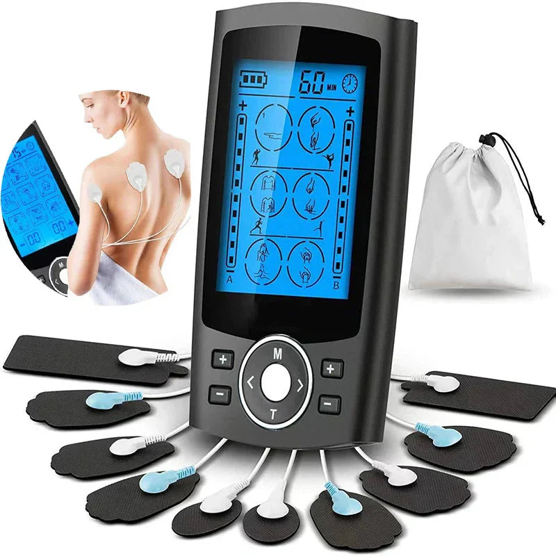36-Mode Tens & Ems Muscle Stimulator Digital Therapy Device Black