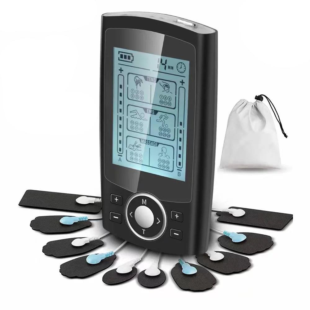 36-Mode Tens & Ems Muscle Stimulator Digital Therapy Device Black