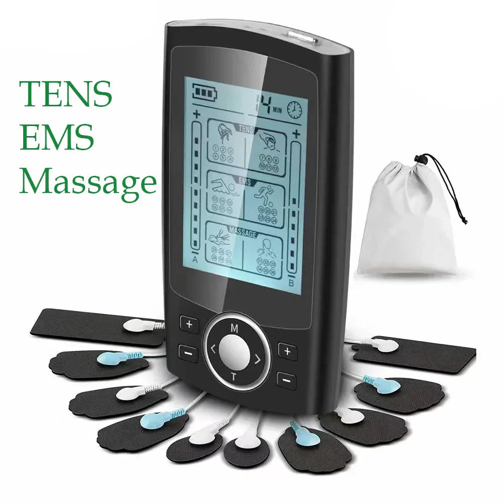 36-Mode Tens & Ems Muscle Stimulator Digital Therapy Device Black