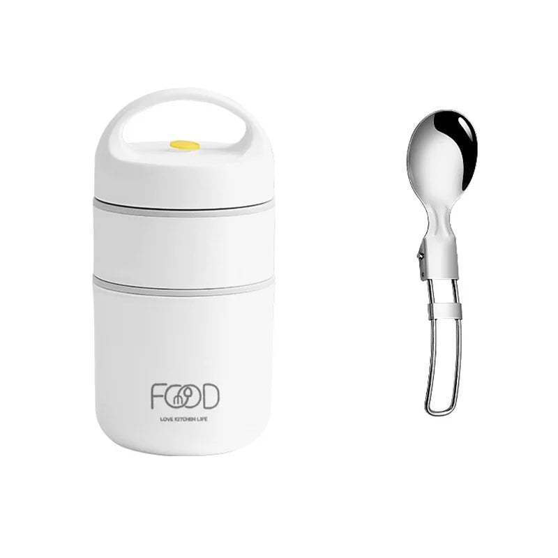 680Ml Stainless Steel Thermal Porridge Cup Insulated Lunch Box White