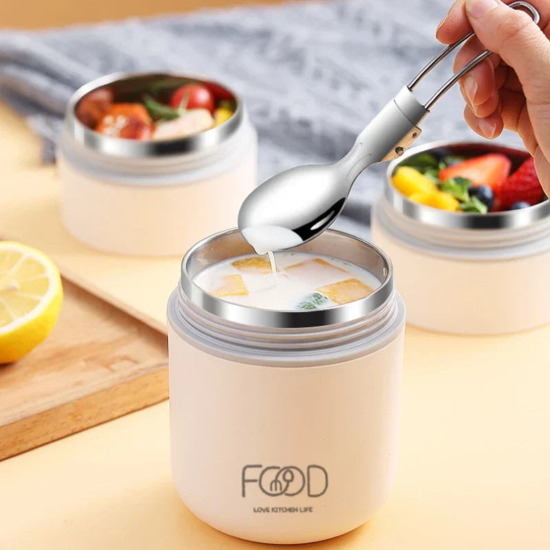 680Ml Stainless Steel Thermal Porridge Cup Insulated Lunch Box White