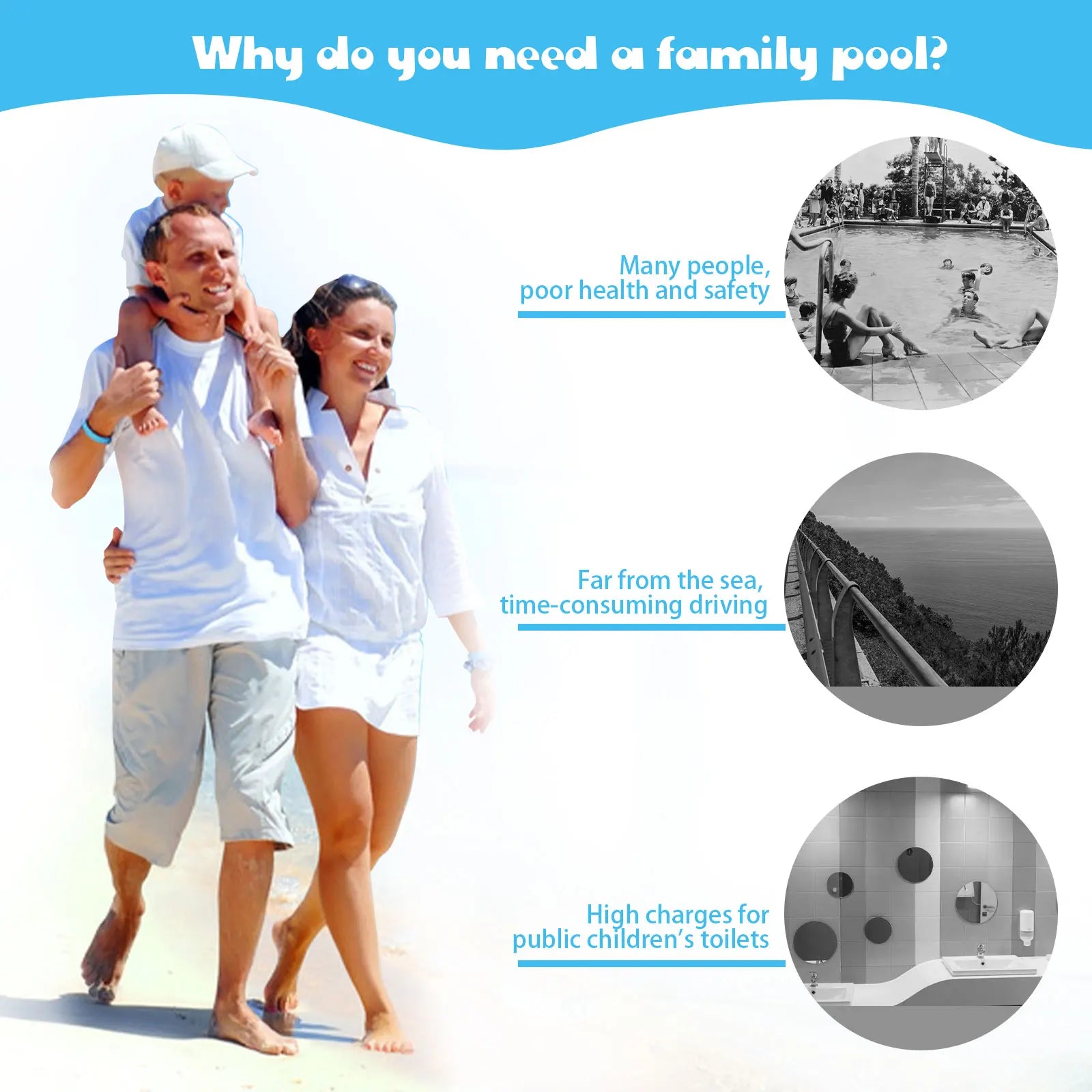 Inflatable Swimming Pool For Kids (Blue)