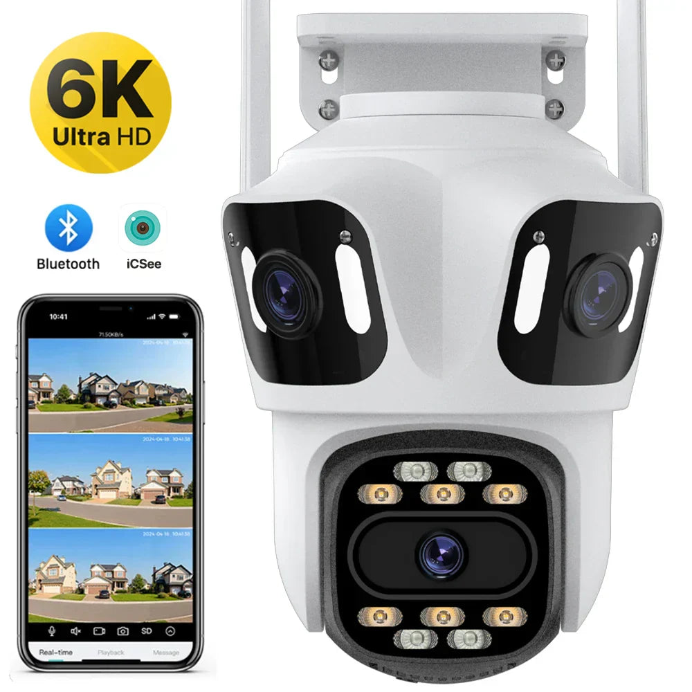 Three Lens 6K Hd Outdoor Wifi Security Camera