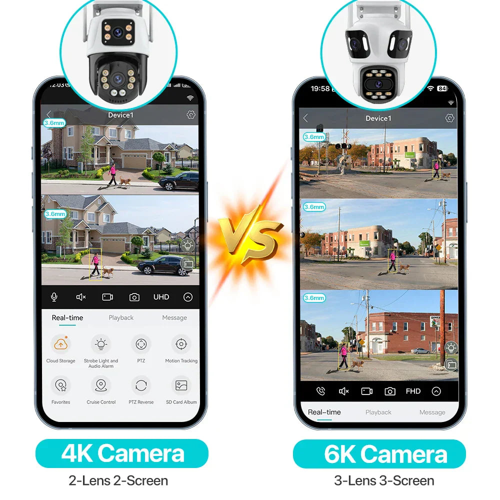Three Lens 6K Hd Outdoor Wifi Security Camera