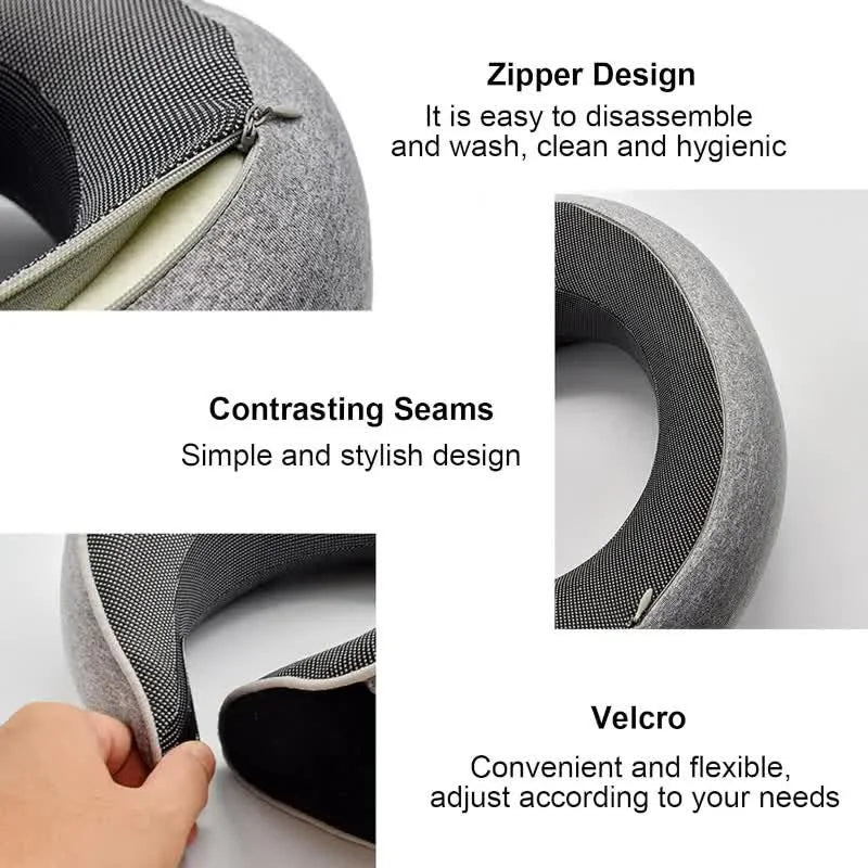 Memory Foam U Shaped Travel Neck Pillow Snail Style Dark Grey