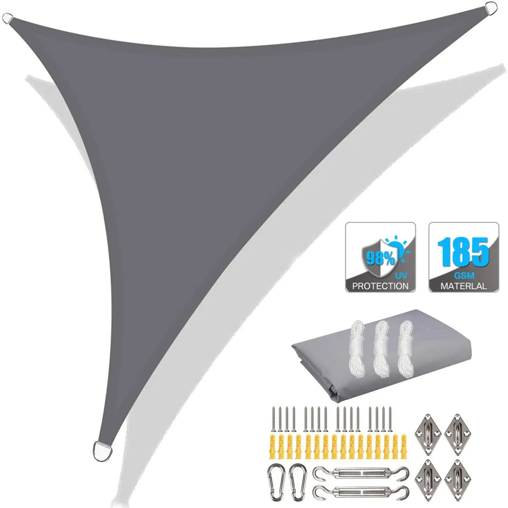 Premium Triangle Sun Shade Sail With Ropes (Grey)