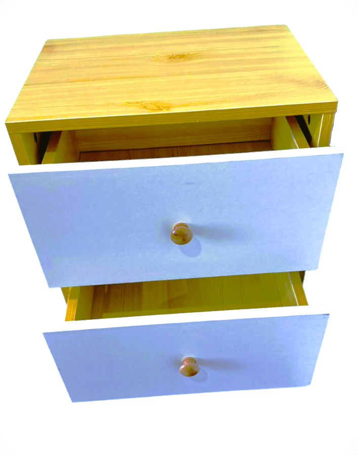 Wooden Bedside Cabinet With Two Drawers And Sturdy Legs