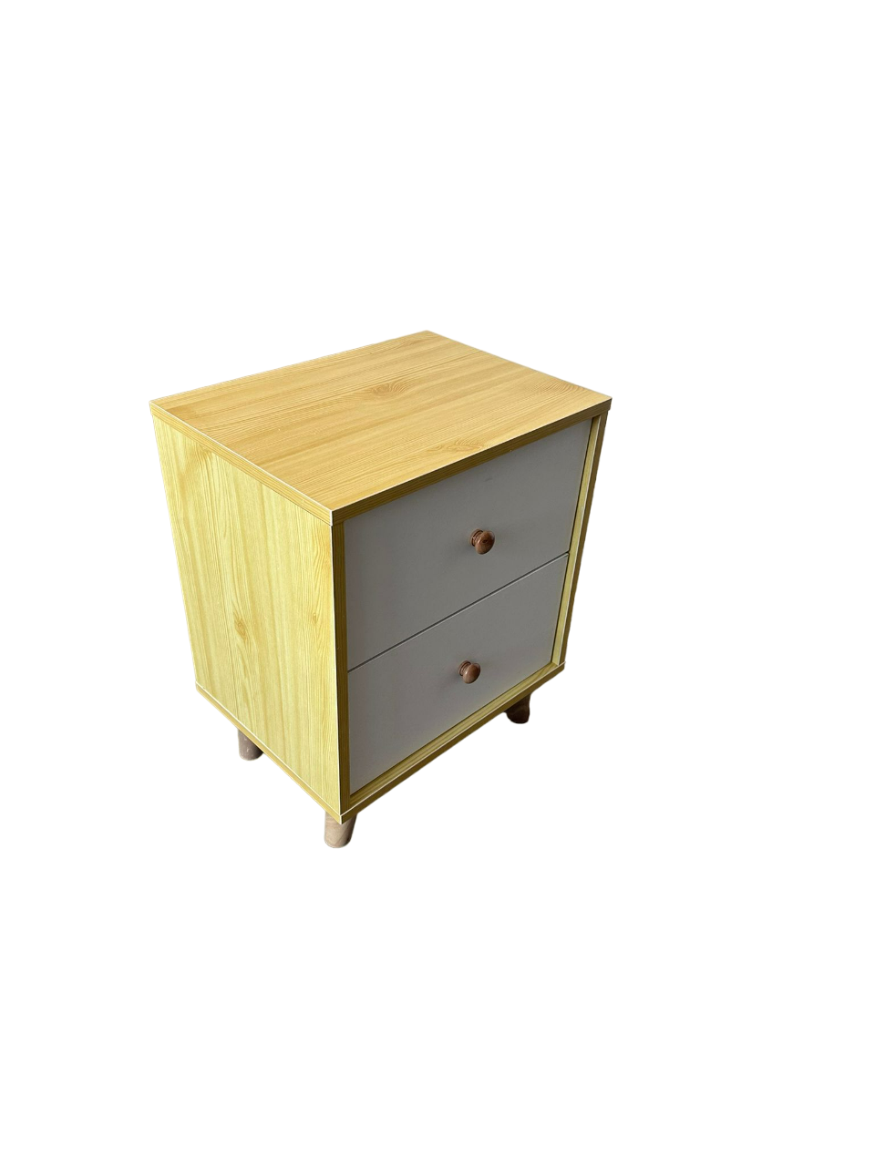 Wooden Bedside Cabinet With Two Drawers And Sturdy Legs