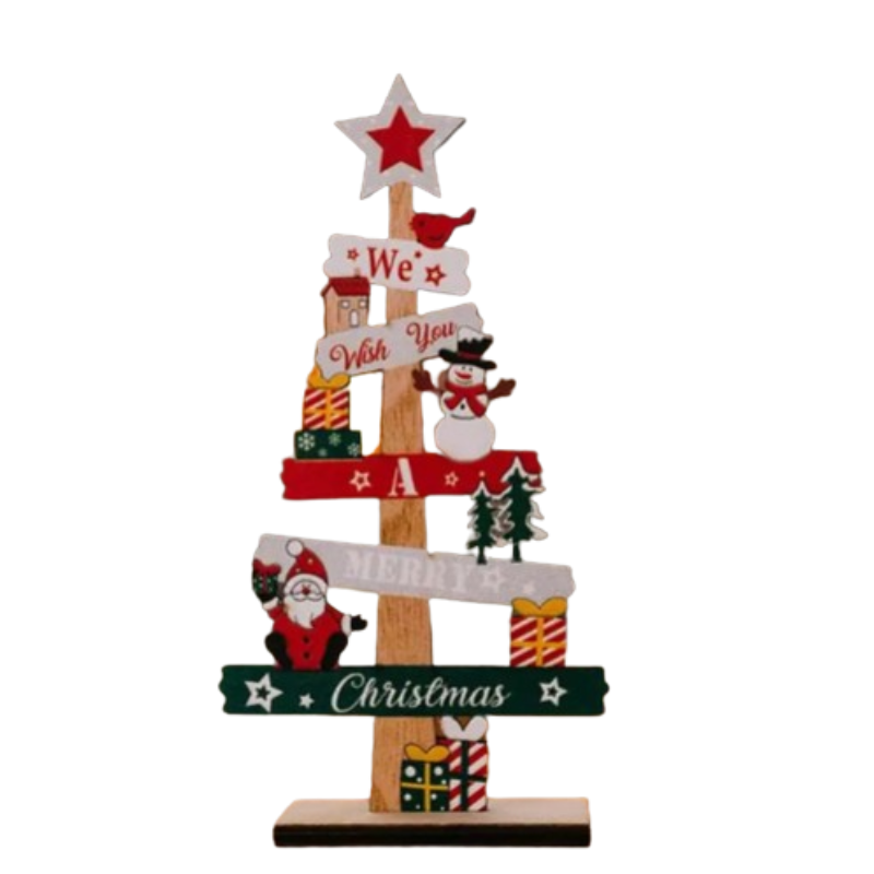 Desktop Christmas Tree Santa Claus Diy Decoration Wooden Christmas