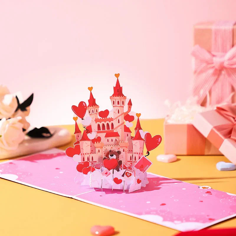 3D Pop Up Valentine'S Day Greeting Card Love Bear Rose