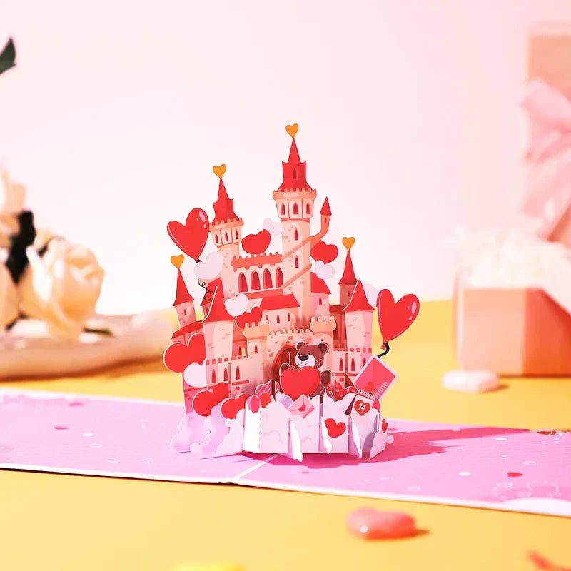 3D Pop Up Valentine'S Day Greeting Card Love Bear Rose