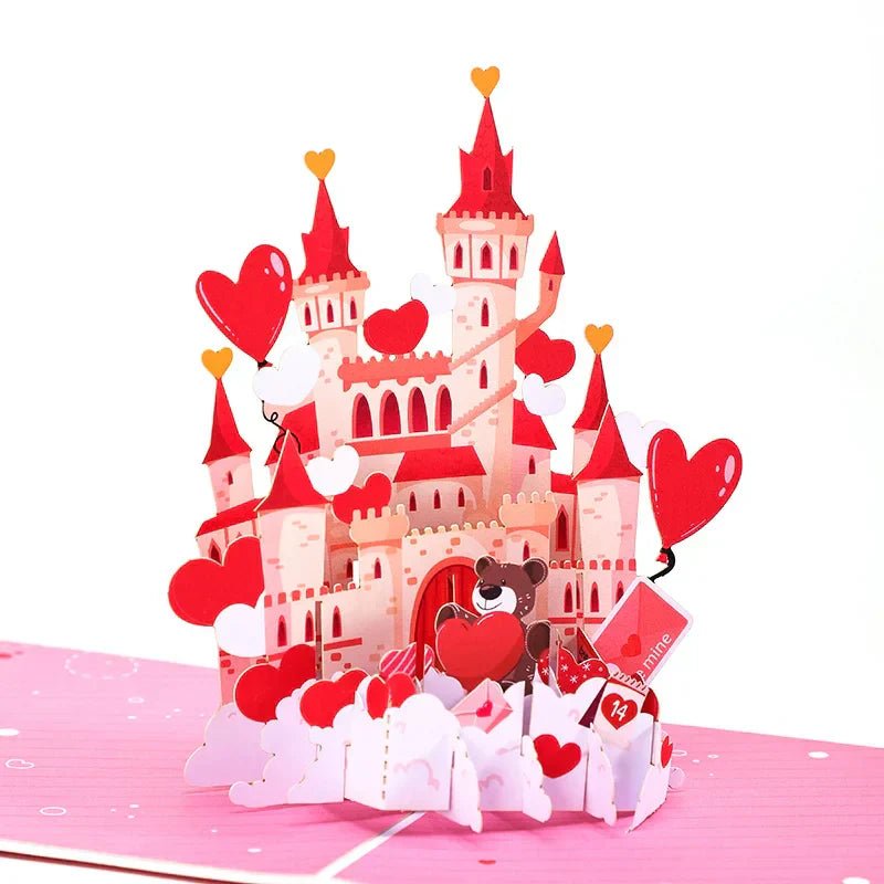 3D Pop Up Valentine'S Day Greeting Card Love Bear Rose